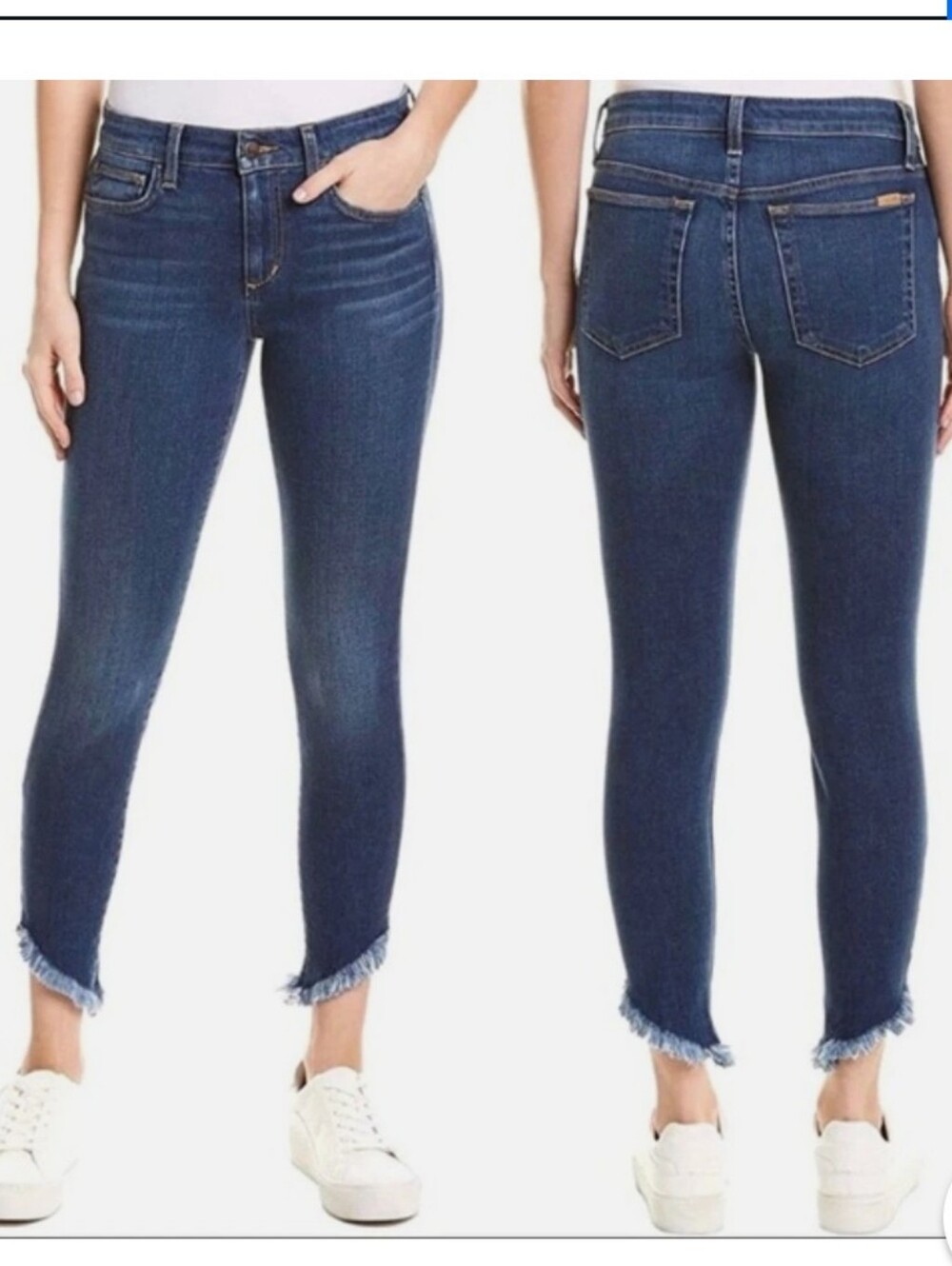 Joe's The Icon Skinny Jeans Blue Frayed Ankle Mid Rise Size 27
